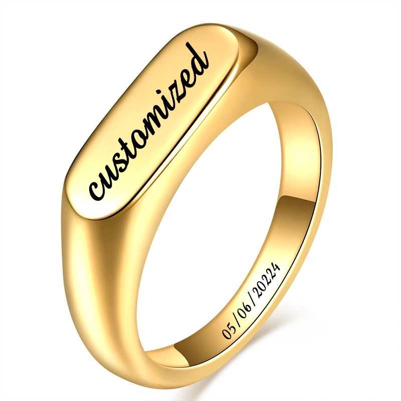 Signet Ring Men - Cincin Signet baja tahan karat dapat