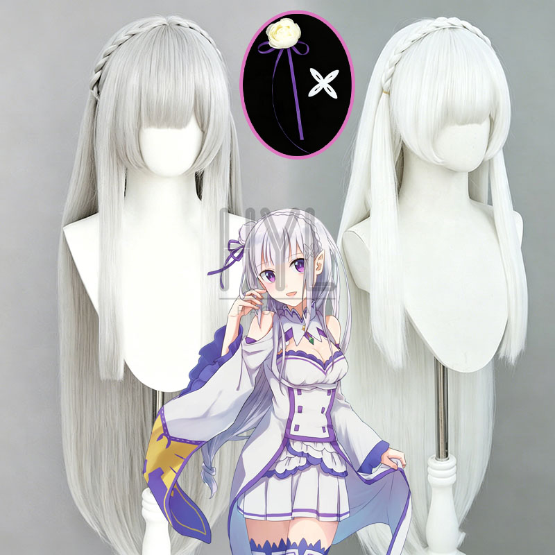 Men Accessories In Silver - Wig Cosplay Anime Re:Zero Emilia Hiasan