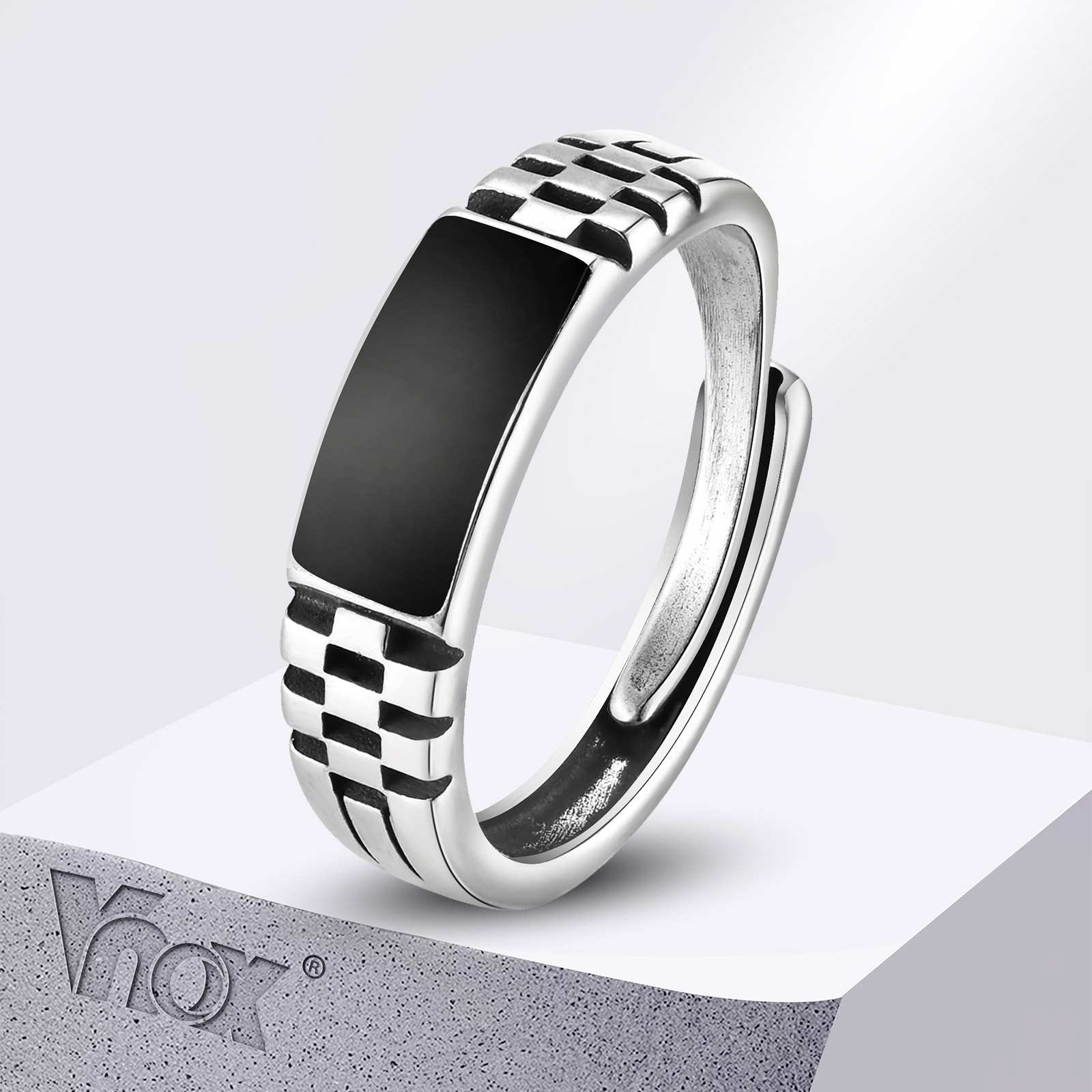 Signet Ring Men - Vnox cincin terbuka pria, cincin Signet
