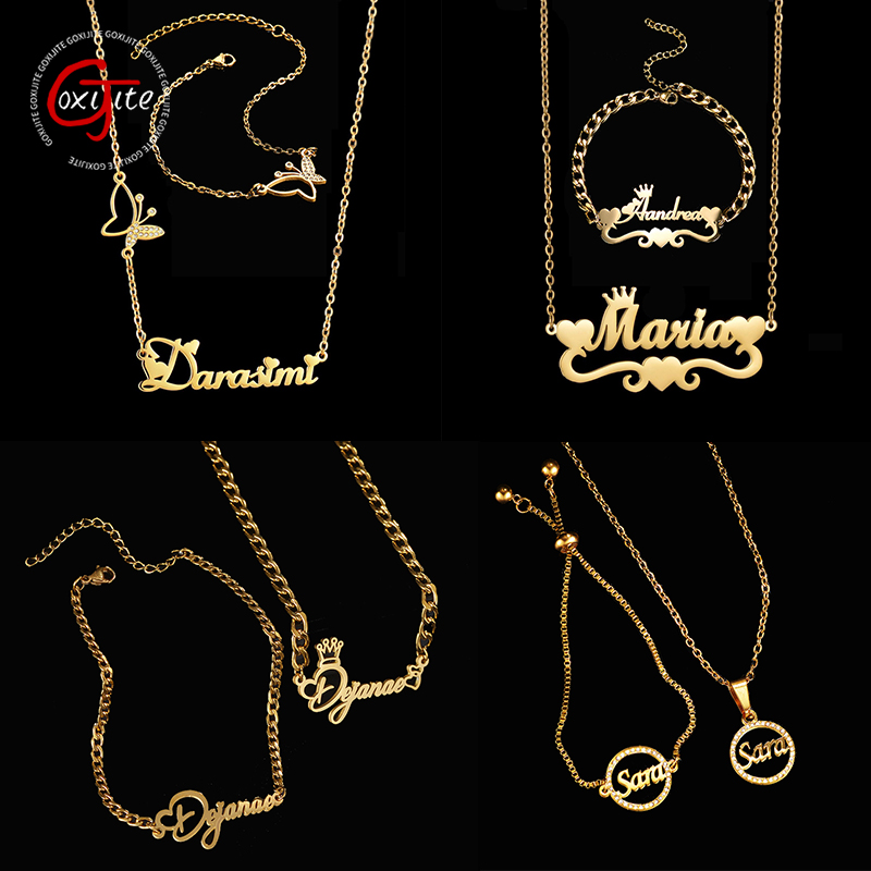 Men Accessories Name - Goxijite Menyesuaikan Nama Kalung Satu Set