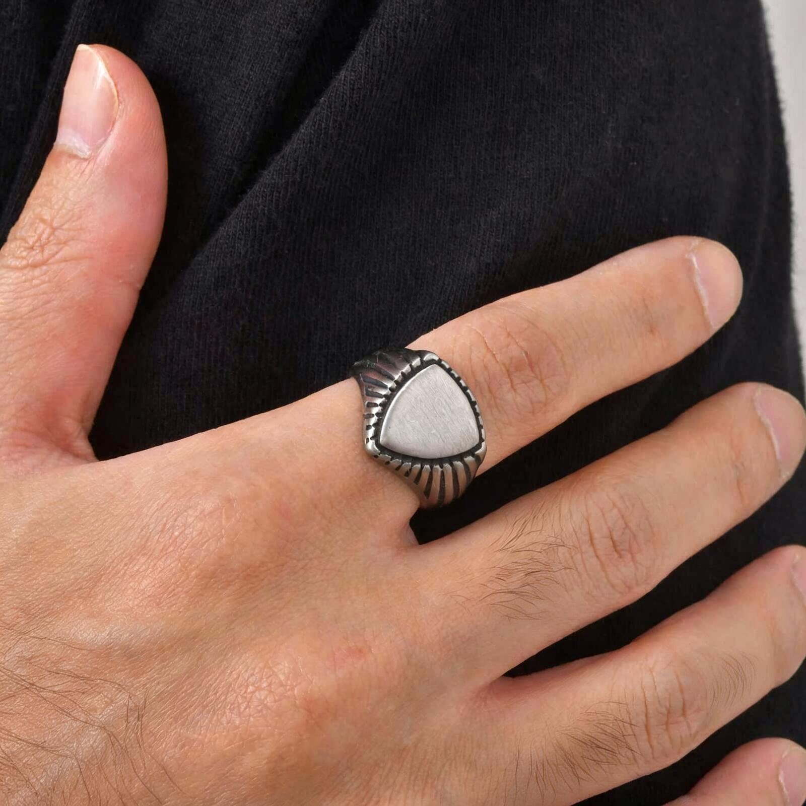 Signet Ring Men - Cincin Signet Perisai Vintage untuk Pria