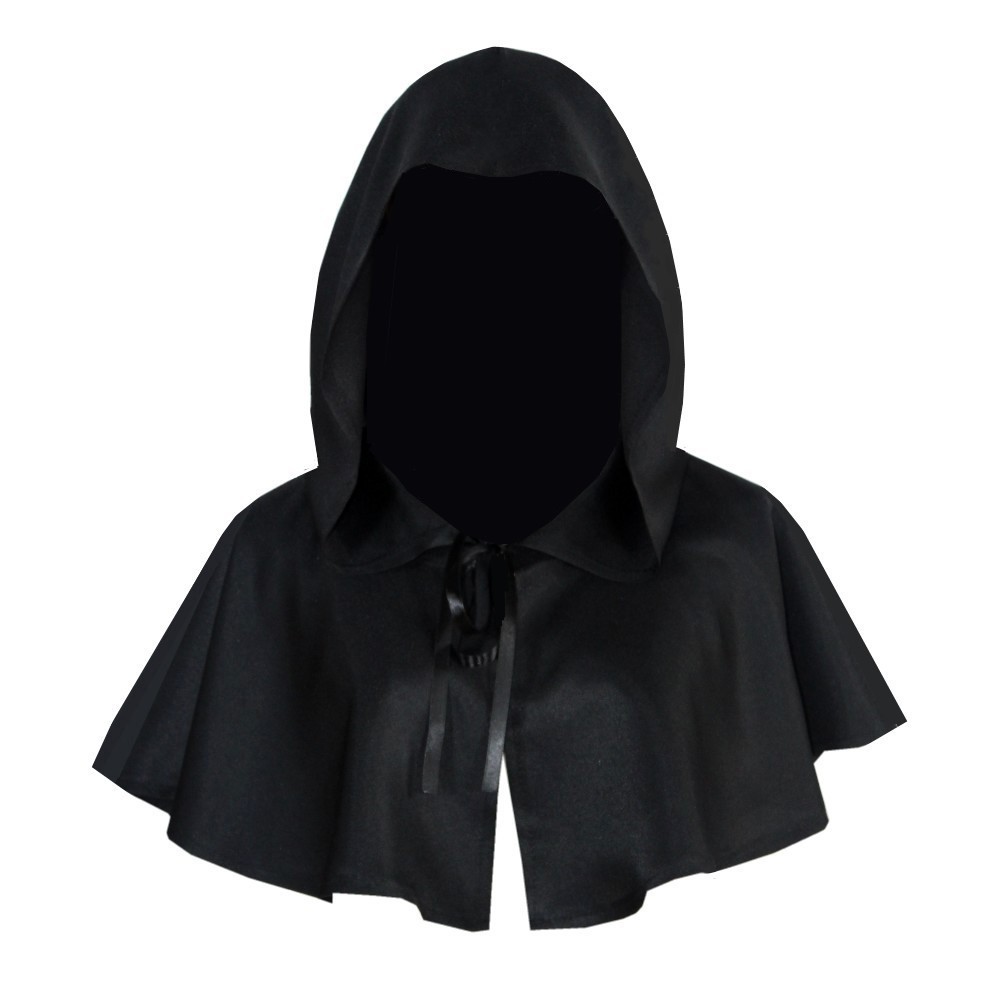 Medieval Men'S Accessories - Jubah Cosplay Halloween Pendek Berkerudung, Kostum