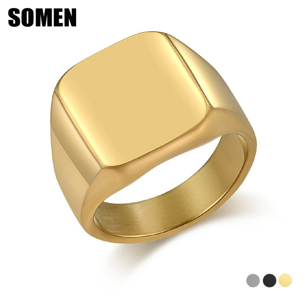 Signet Ring Men - Cincin Tungsten Carbide Persegi Somen Signet