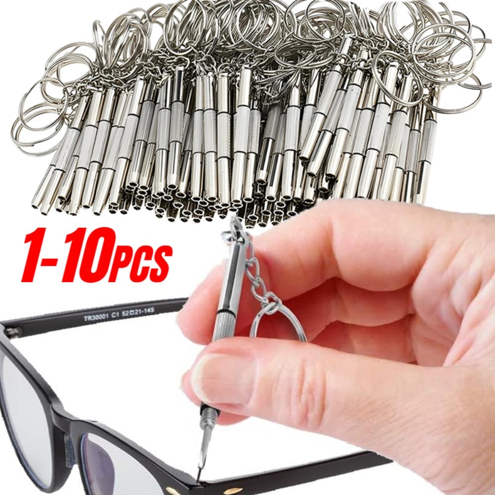 Keychain Multi Tool - 1/3/5/10 Obeng Perbaikan Kacamata Portabel Gantungan