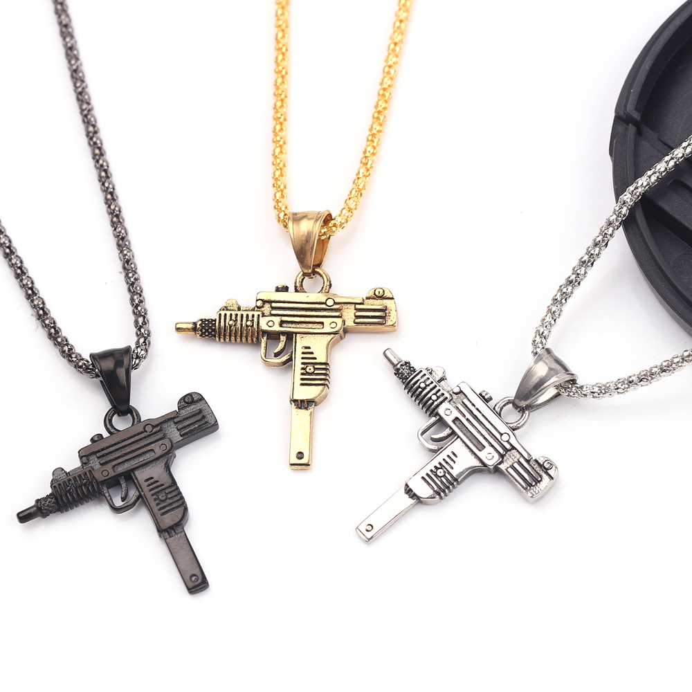 Kalung Liontin Senapan Mesin U - Men Accessories Fashion ulasan dan harga
