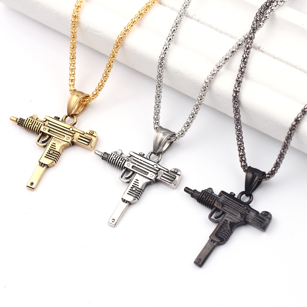 Kalung Liontin Senapan Mesin U - Men Accessories Fashion ulasan dan harga