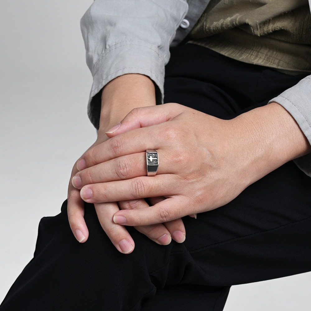 Cincin Signet Salib Vintage St - Signet Ring Men ulasan dan harga