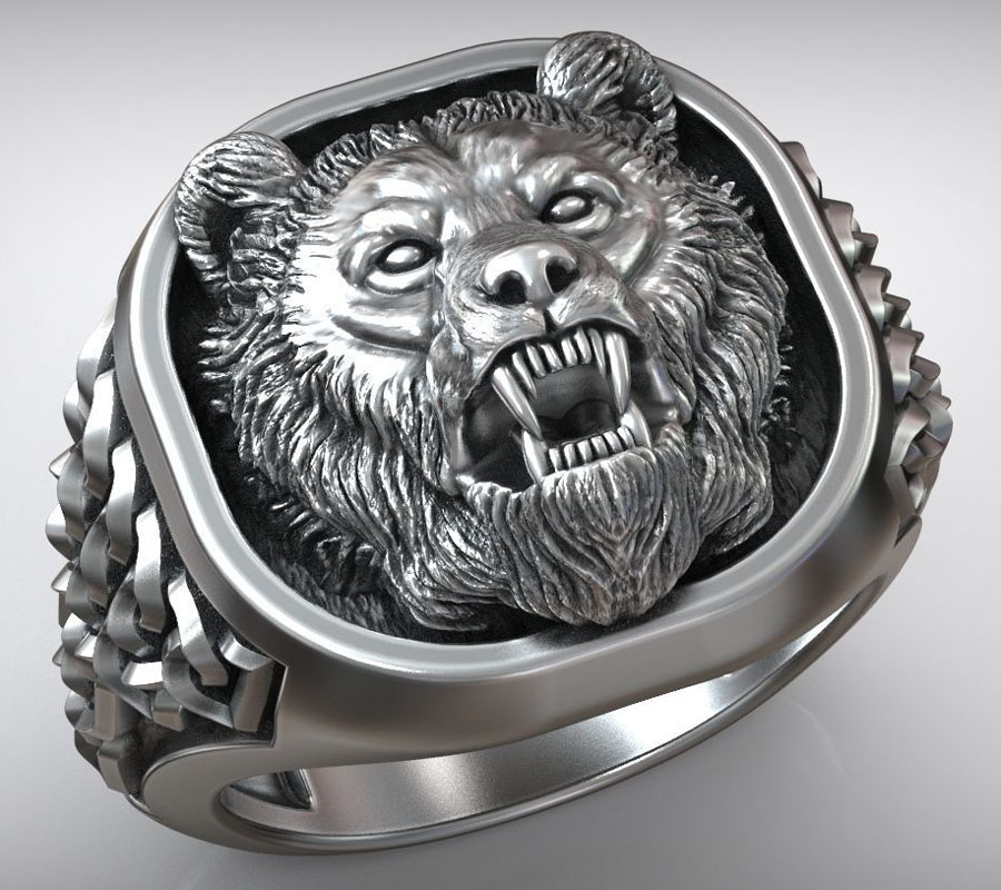 22g Kepala Beruang Viking Orna - Signet Ring Men ulasan dan harga