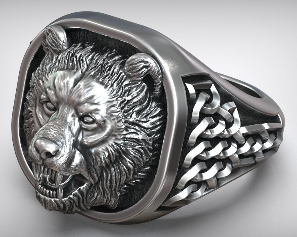 22g Kepala Beruang Viking Orna - Signet Ring Men ulasan dan harga