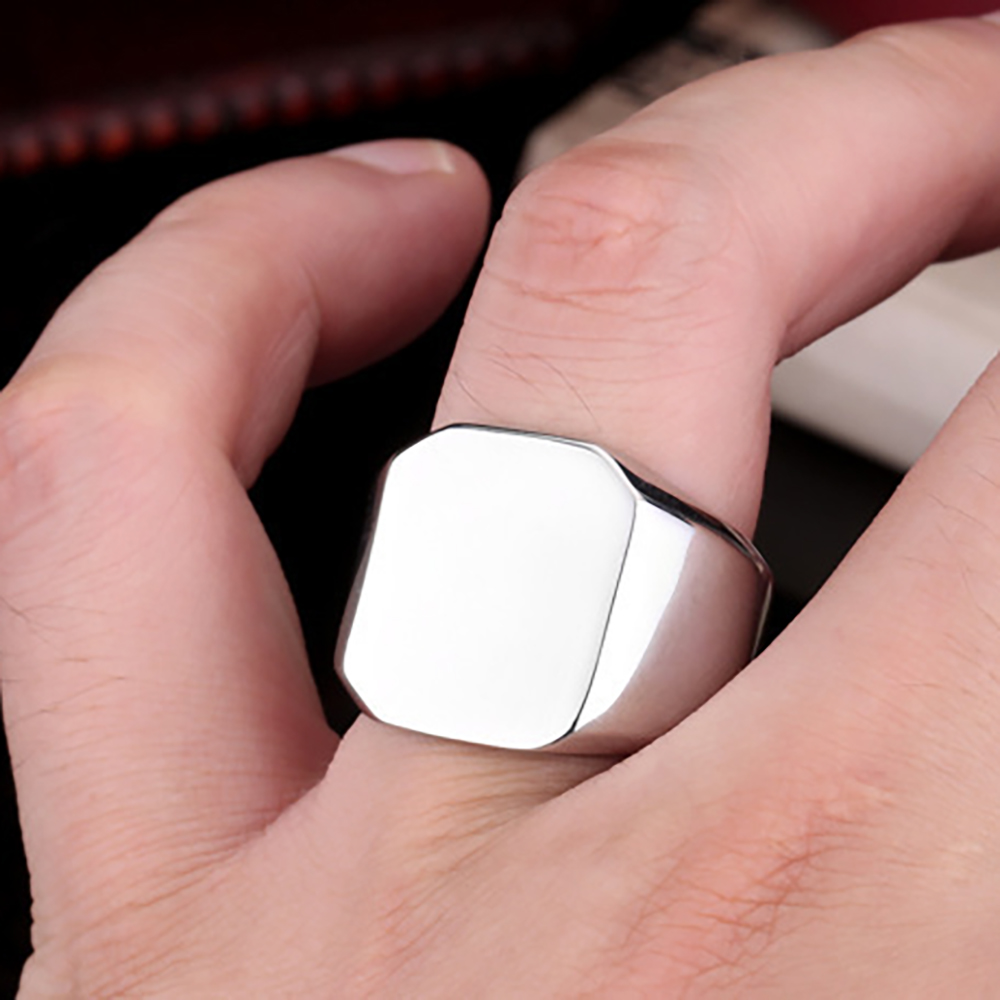 Gratis Ukiran baru perak/emas/ - Signet Ring Men ulasan dan harga