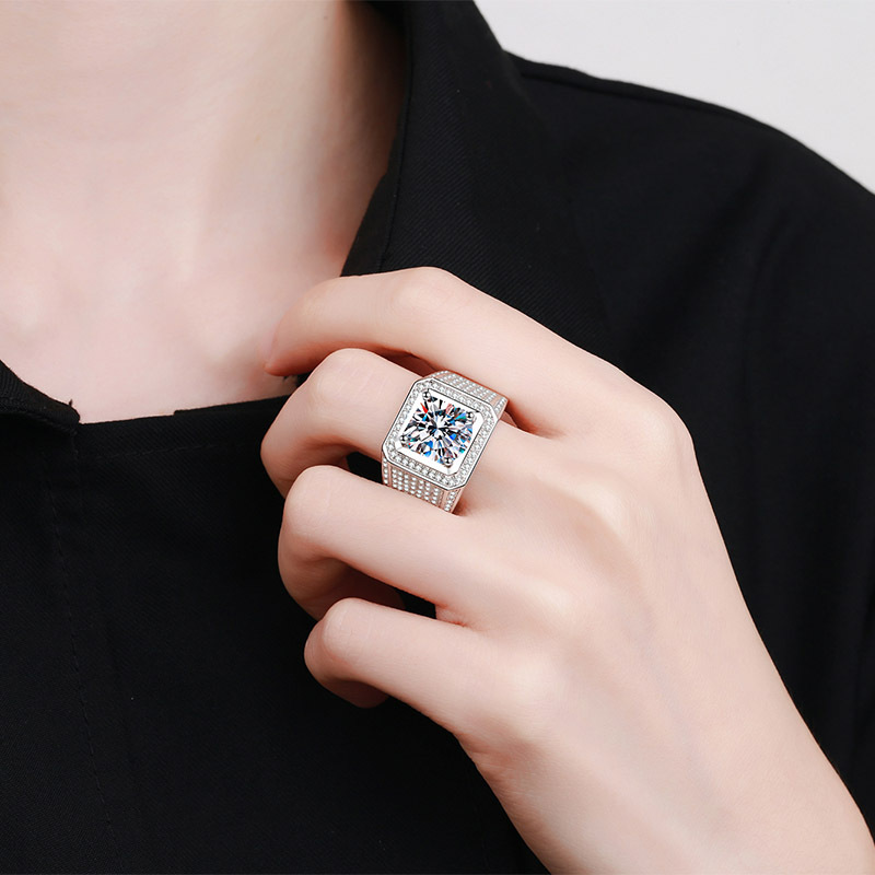 Cincin Signet Moissanite Perse - Signet Ring Men ulasan dan harga