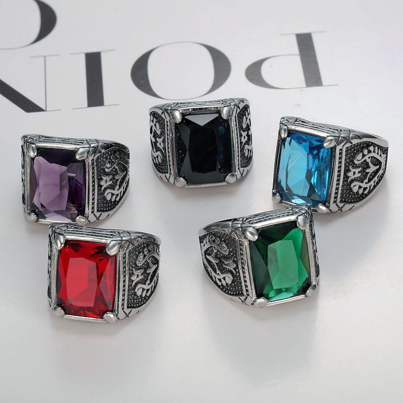 Perak Pria Warna Merah Biru Se - Signet Ring Men ulasan dan harga