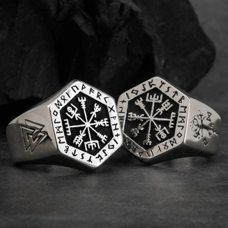 Cincin Skandinavia Rune Signet - Signet Ring Men ulasan dan harga