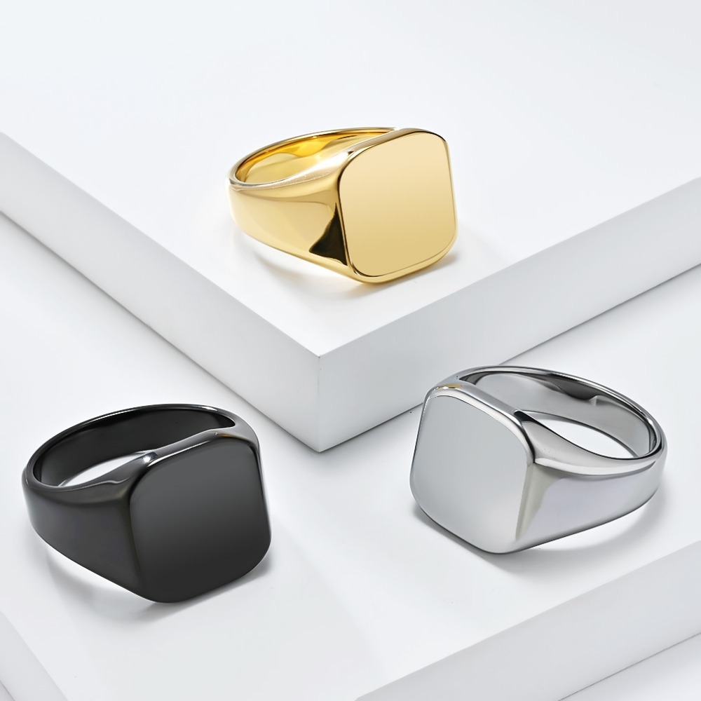 Cincin Tungsten Carbide Perseg - Signet Ring Men ulasan dan harga
