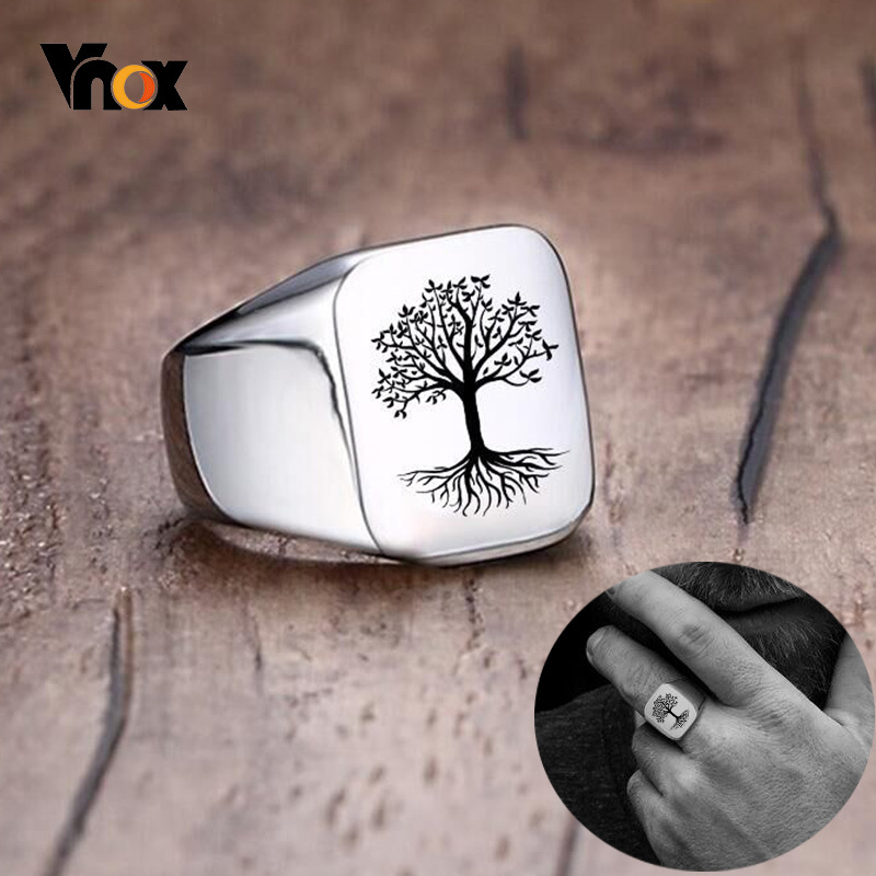 Vnox Rock Punk Pohon Kehidupan - Signet Ring Men ulasan dan harga