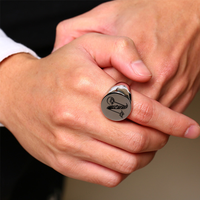 Vnox Cincin Stempel Awal Huruf - Signet Ring Men ulasan dan harga