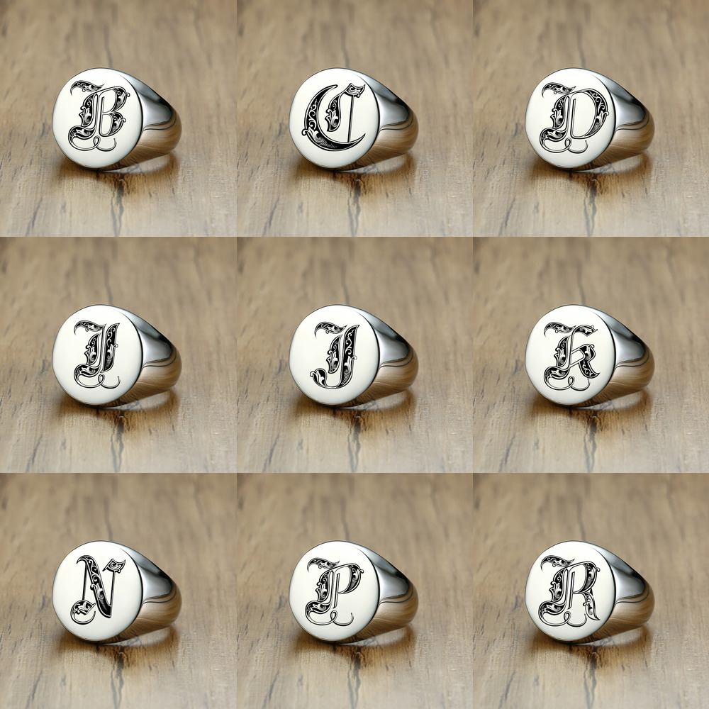 Vnox Cincin Stempel Awal Huruf - Signet Ring Men ulasan dan harga